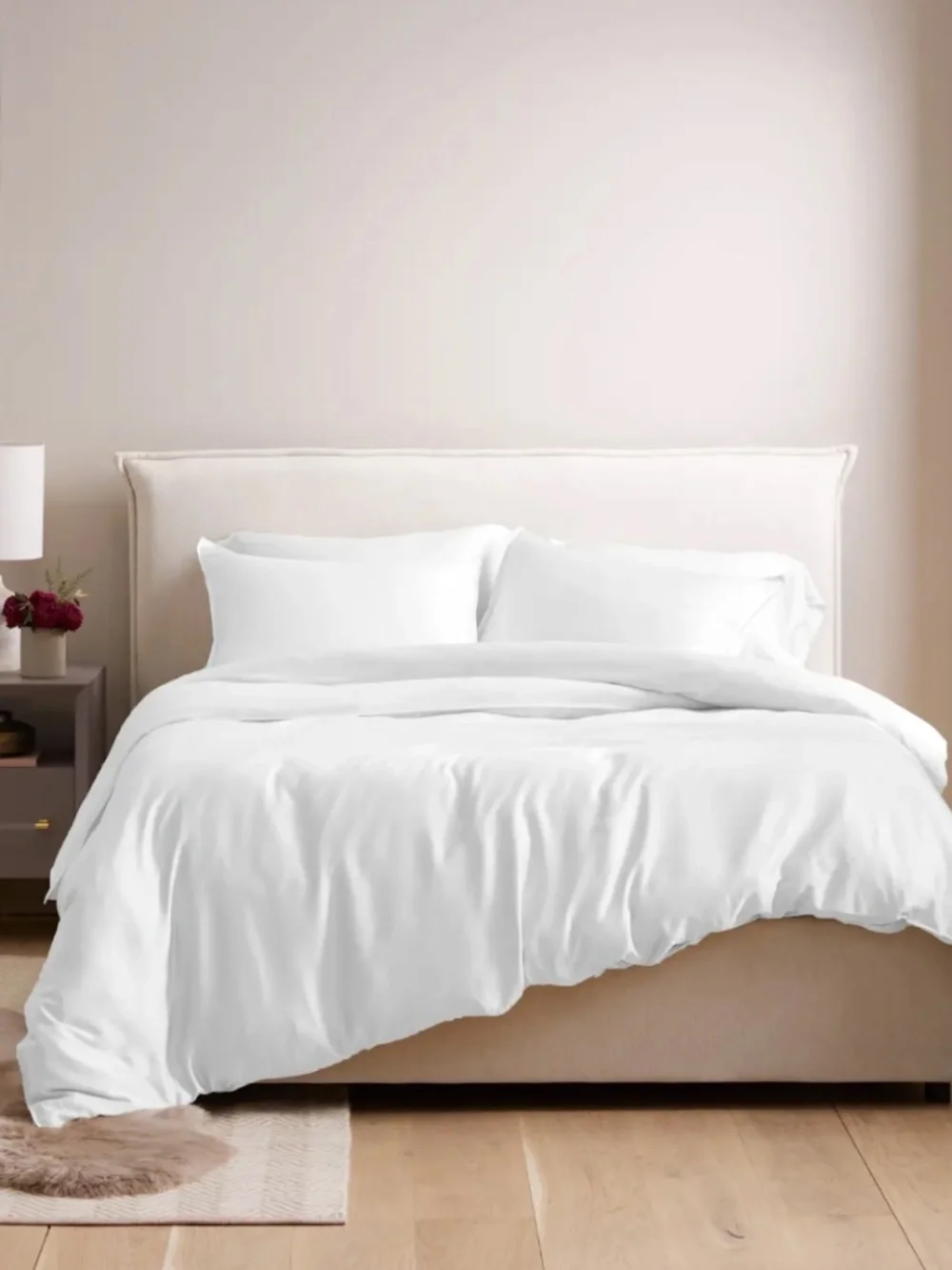 Bamboo Duvet Cover Full Queens set with shams White